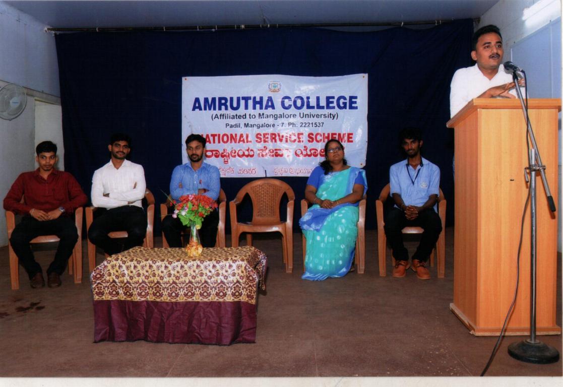  NSS UNIT-2019- INAUGURAL SPEECH BY CHIEF GUEST MR. SUMANTH C N 